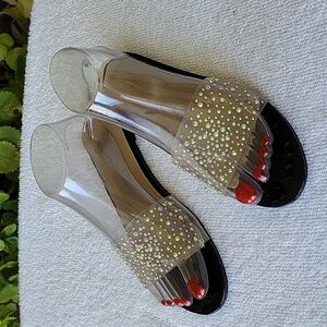 LEMONADE women's slides with Aurora crystals. Size 6. Gently used.